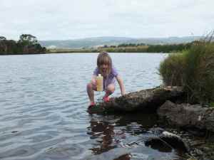 Sampling water from the farm dam